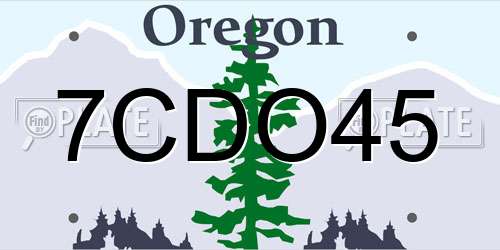 7CDO45 Oregon License Plate