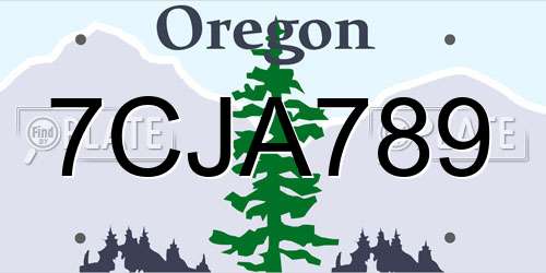 7CJA789 Oregon License Plate