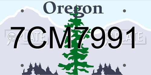 7CM7991 Oregon License Plate