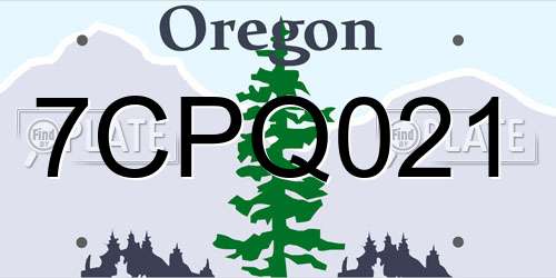 7CPQ021 Oregon License Plate