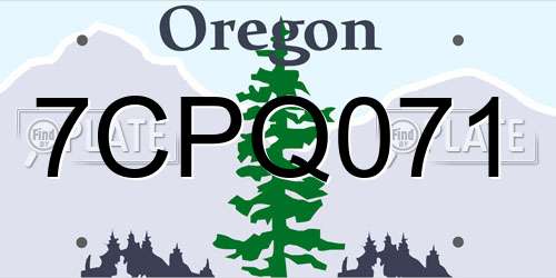7CPQ071 Oregon License Plate