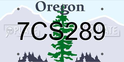 7CS289 Oregon License Plate