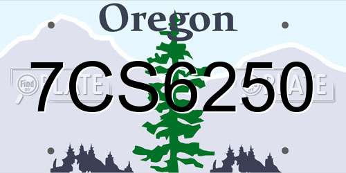 7CS6250 Oregon License Plate