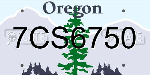 7CS6750 Oregon License Plate