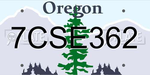 7CSE362 Oregon License Plate