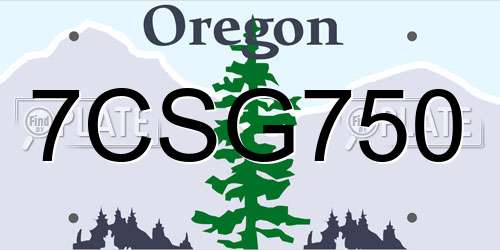 7CSG750 Oregon License Plate