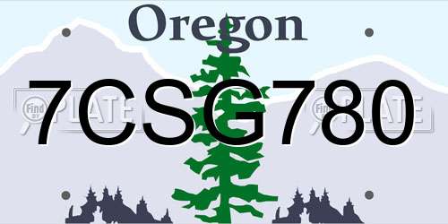7CSG780 Oregon License Plate
