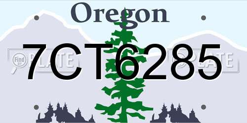 7CT6285 Oregon License Plate