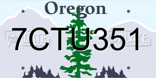 7CTU351 Oregon License Plate