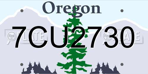 7CU2730 Oregon License Plate
