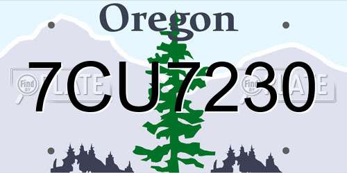 7CU7230 Oregon License Plate