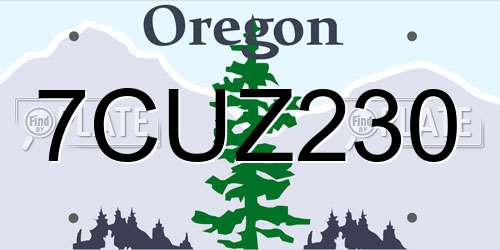 7CUZ230 Oregon License Plate