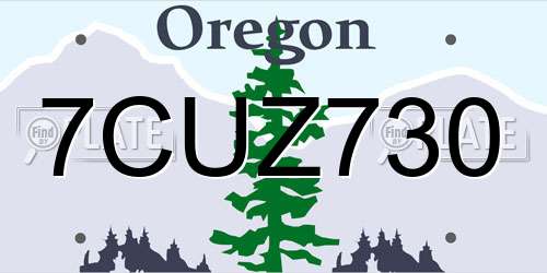 7CUZ730 Oregon License Plate