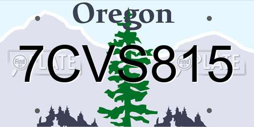 7CVS815 Oregon License Plate