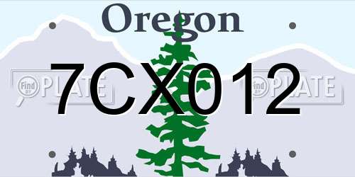 7CX012 Oregon License Plate