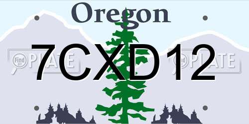 7CXD12 Oregon License Plate