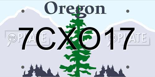 7CXO17 Oregon License Plate