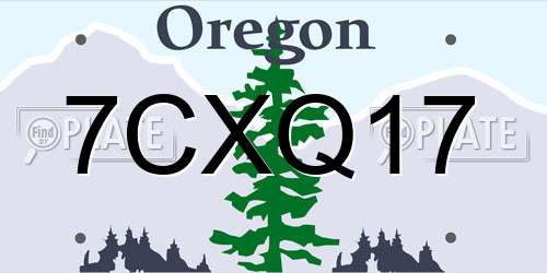 7CXQ17 Oregon License Plate