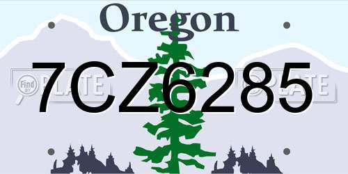 7CZ6285 Oregon License Plate