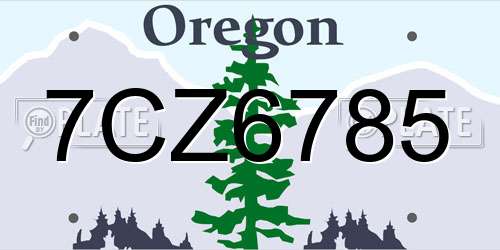 7CZ6785 Oregon License Plate