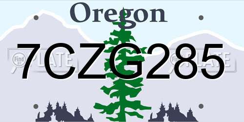 7CZG285 Oregon License Plate