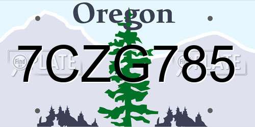 7CZG785 Oregon License Plate