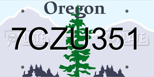 7CZU351 Oregon License Plate