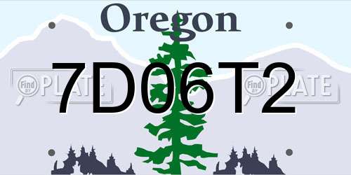 7D06T2 Oregon License Plate