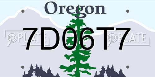 7D06T7 Oregon License Plate