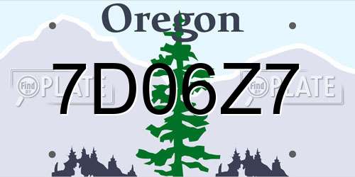 7D06Z7 Oregon License Plate