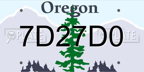 7D27D0 Oregon License Plate