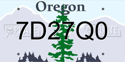 7D27Q0 Oregon License Plate