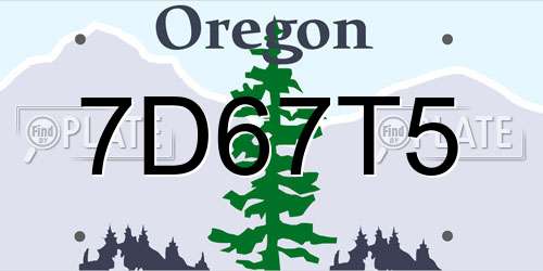 7D67T5 Oregon License Plate