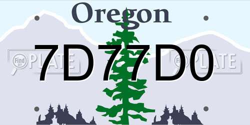 7D77D0 Oregon License Plate