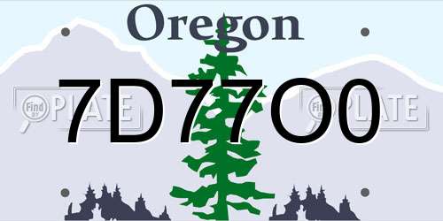 7D77O0 Oregon License Plate