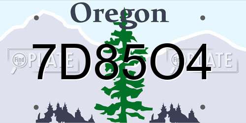 7D85O4 Oregon License Plate
