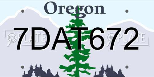 7DAT672 Oregon License Plate