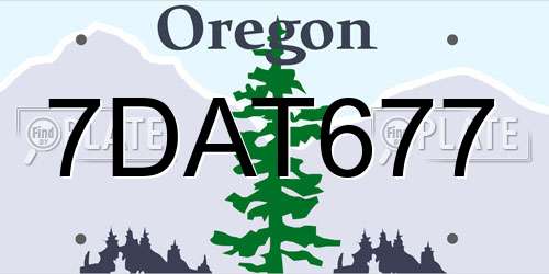 7DAT677 Oregon License Plate