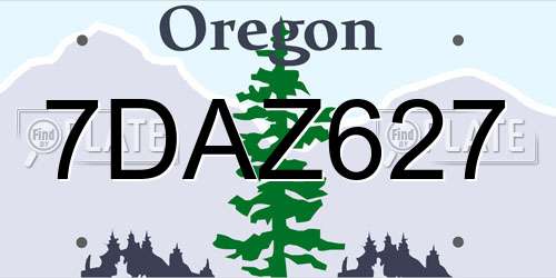 7DAZ627 Oregon License Plate