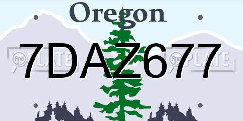 7DAZ677 Oregon License Plate