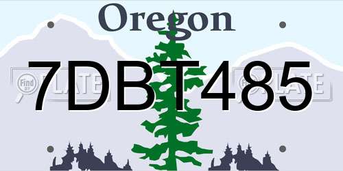 7DBT485 Oregon License Plate