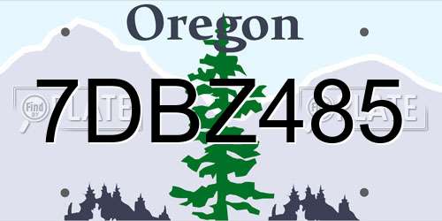 7DBZ485 Oregon License Plate
