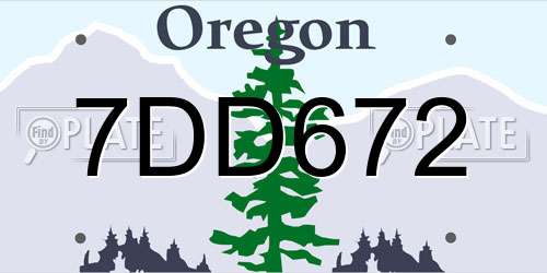 7DD672 Oregon License Plate