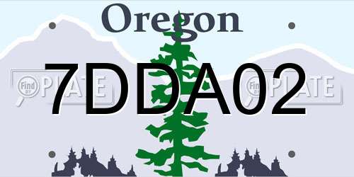 7DDA02 Oregon License Plate