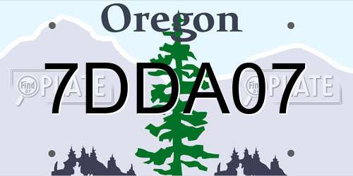 7DDA07 Oregon License Plate