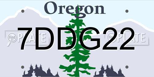 7DDG22 Oregon License Plate