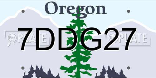 7DDG27 Oregon License Plate