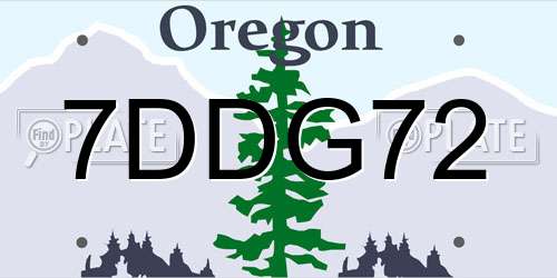 7DDG72 Oregon License Plate