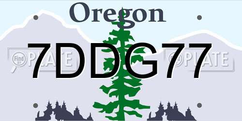 7DDG77 Oregon License Plate