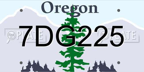 7DG225 Oregon License Plate